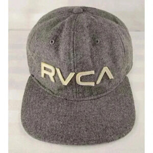 RVCA Skater 100% Wool Snapback Hat Cap Men Gray‎ Stitched